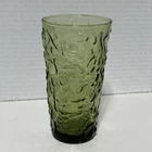 Vintage Anchor Hocking Avocado Drink Glass Rock Textured 5 1/2” T