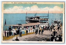 1917 Boat Landing Lincoln Park Harbor Scene Chicago IL Posted Mary M. Postcard