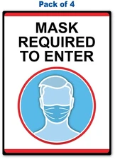 4 FACE MASK REQUIRED TO ENTER STICKER - Office Retail Store Business Decal Sign