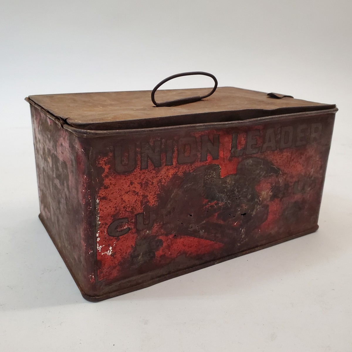 Union Leader Cut Plug Smoking Chew Tobacco Tin Storage Box Vintage  Collectible