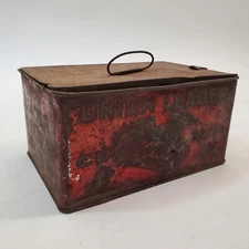 Union Leader Cut Plug Smoking Chew Tobacco Tin Storage Box Vintage Collectible