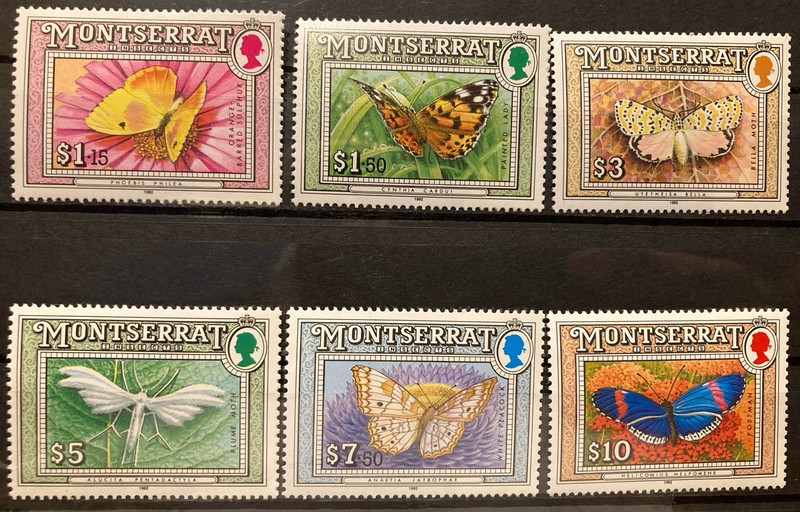 Montserrat, butterflies S.C.#813-18 S.C.V.$29+ MNH, set of 6  issued in 1992