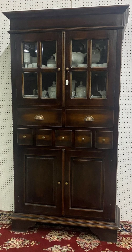 Librería de madera maciza de vidrio biselado francés estilo antiguo Foto 2 de 4