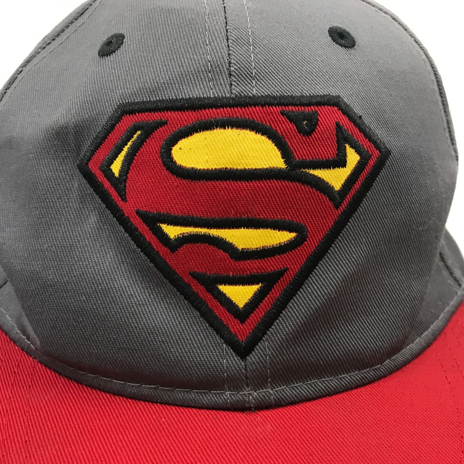 Superman Hat Cap Snapback Gray Red Embroidered Ad… - image 2