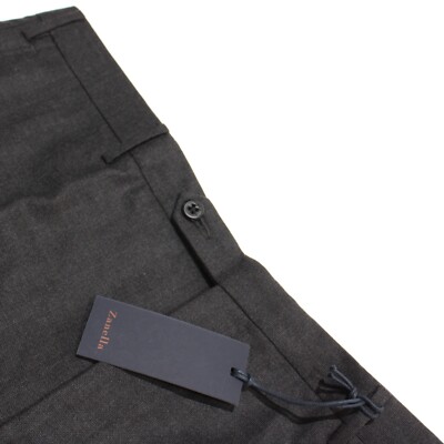 Zanella Platinum NWT Dress Pants Size 40 US Parker In Solid Gray 100% Wool