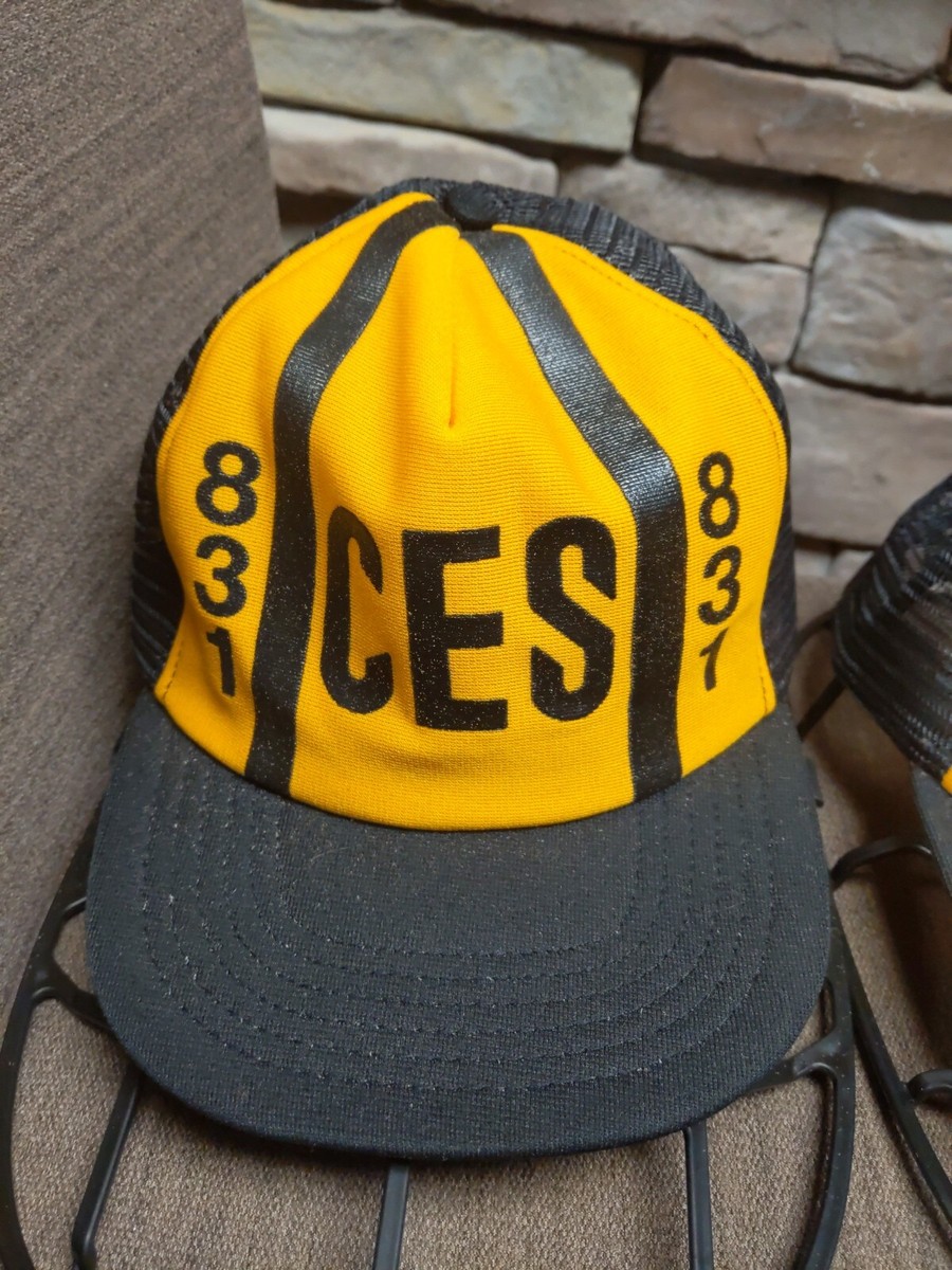 Vintage 831 CES Snapback Mesh Trucker Hat Lot (2) Black And Gold