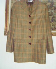 Paola Quadretti Sz Large Wool/cashmere Blend Green/orange/white Women's Jacket