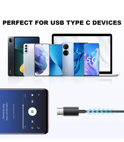 Wired Earphones USB Type C Noise Cancelling Stereo Headset w/Mic Volume Control - Picture 6 of 7