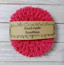 crochet handmade kitchen scrubbies reusable dish cotton 4 inch coral 2pc set