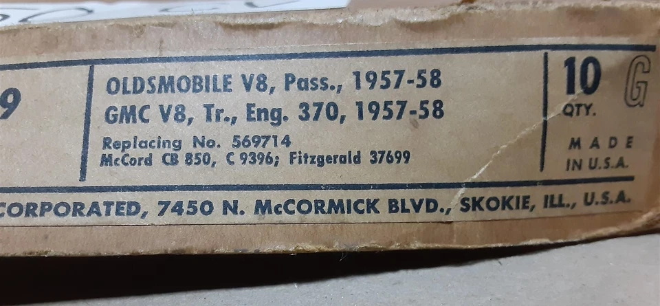 Junta de cubierta Rubber Valley/Pushrod Felpro para Oldsmobile 371 1957-1958 GMC 370 Foto 2 de 2