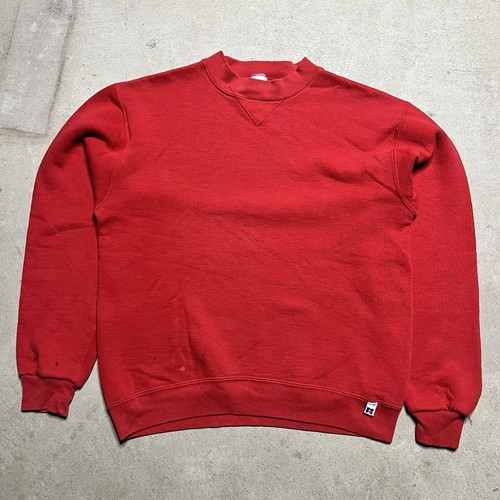 Vintage 80s Russell Athletic Red Blank Sweatshirt Adult Small Made In USA