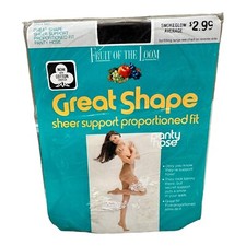Vintage Fruit of the Loom Great Shape Sheer Support pantyhose Average Smokeglow