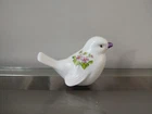 Fenton glass bird figurine painted purple flowers white