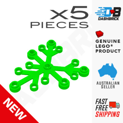 5 x Genuine LEGO  - Bright Gree Plant Leaves 6 x 5 (Part 2417) - Brand New Parts