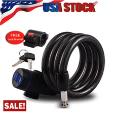 Bike Lock Heavy Duty Cable Anti Theft Bicycle w/Key Security Chain Scooter Lock