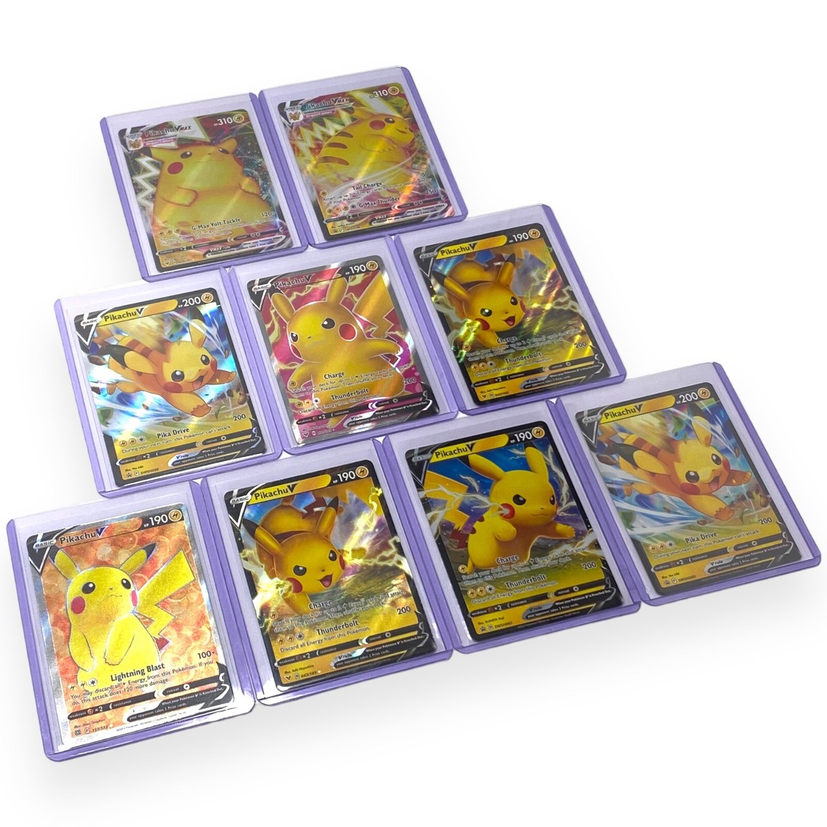 Pokémon TCG Pikachu Lot Of 9 Cards V VMax Holo Bundle Trading Card