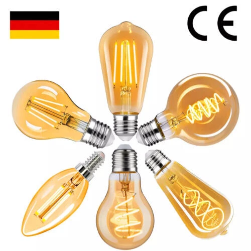 E27 LED Filament Retro Glühbirne 4W bis 8W Vintage Stil Leuchtmittel