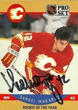 Sergei Makarov autographed Hockey Card (Calgary Flames) 1990 Pro Set #396