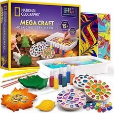 National Geographic Mega Arts and Crafts Kit for Kids – Mosaic Kit, Marbling ...