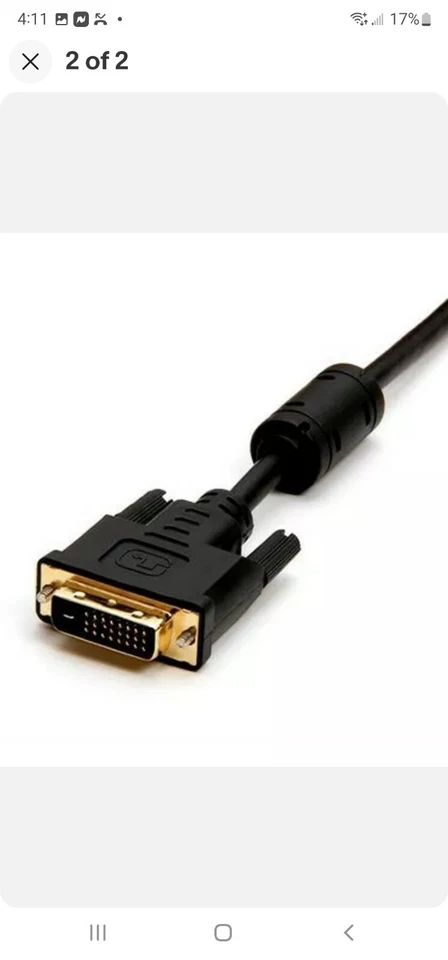 6ft Dual Link DVI DVI-D 24+1 Pin Cable Male to Male M/M Adapter for Video - Image 2 of 2