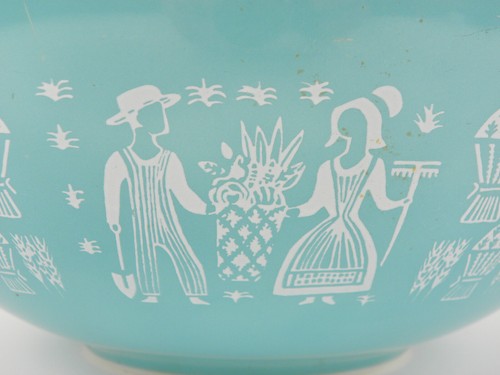 Vtg Pyrex Amish Butterprint 2 1/2 qt Mixing Bowl Turquoise USA - Picture 2 of 9