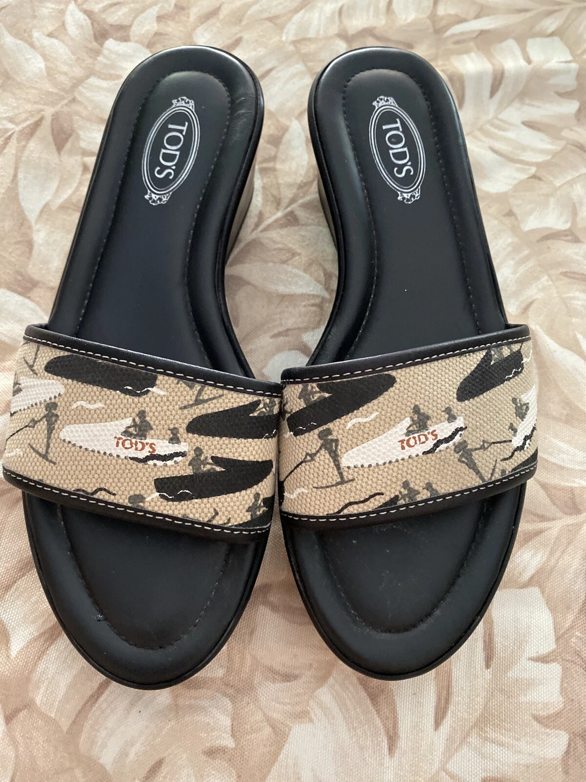 TOD’S Sandali usati TOD'S neri beige scarpe slide 37 5
