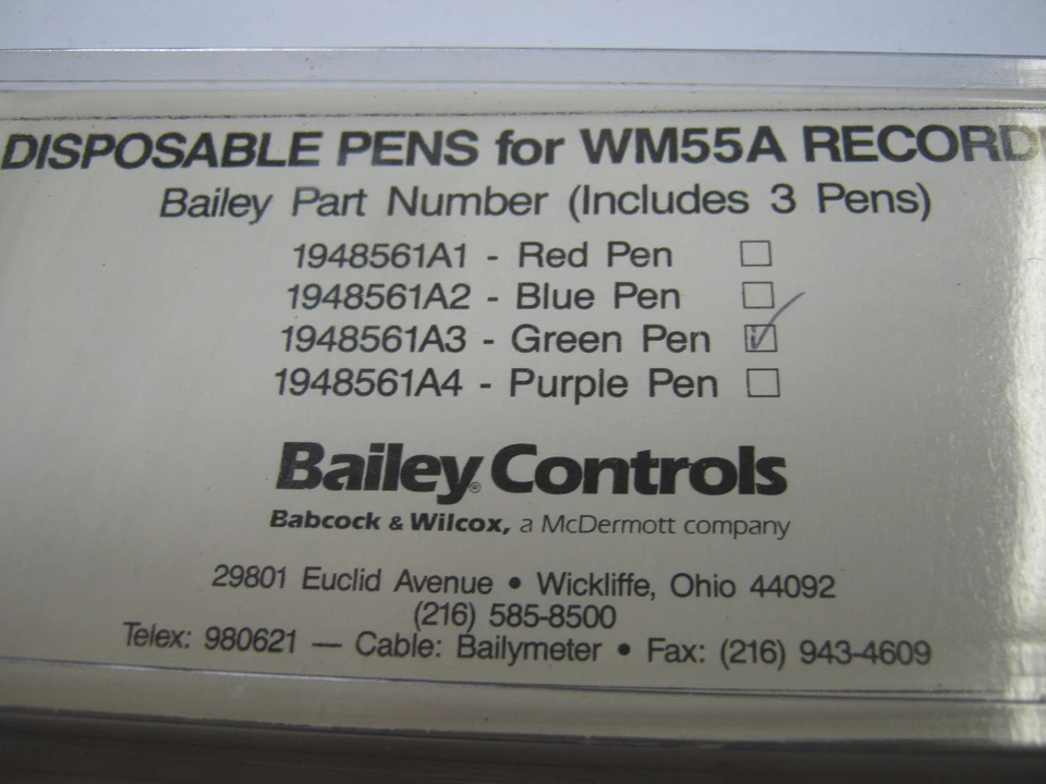 1948561A3 - GREEN DISPOSABLE PENS FOR WM55A RECORDER - Image 2 of 3