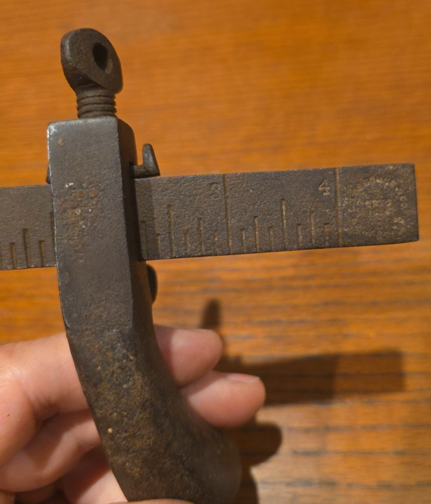 1876 Antique C S OSBORNE  Leather Cutting Gauge Tool Cast Iron Pistol Grip USA