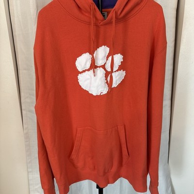 Clemson Tigers Hoodie Mens Orange Size XL Sweatshirt White Paw Logo
