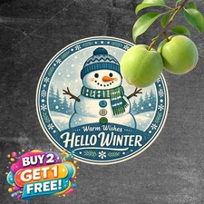 Welcome Winter Snowman Round Metal Tin Sign 8x8 Seasonal Porch Wall Decor