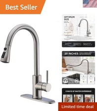 360  Swivel Brushed Nickel Kitchen Faucet with Pull Down Sprayer - Easy Install 