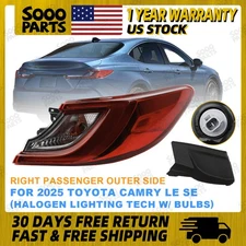 Right Passenger Outer Side Halogen Tail Light W/Bulb For 2025 Toyota Camry LE SE