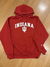 Champion Indiana University Hoosiers Large red hoodie spellout NCAA Big Ten