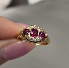 Vintage 18ct Gold Ruby And Diamond Ring