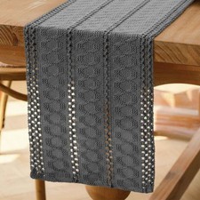 Chemin de Table Gris Boho Centre de Table Ferme Moderne Petite Decoration Tab...