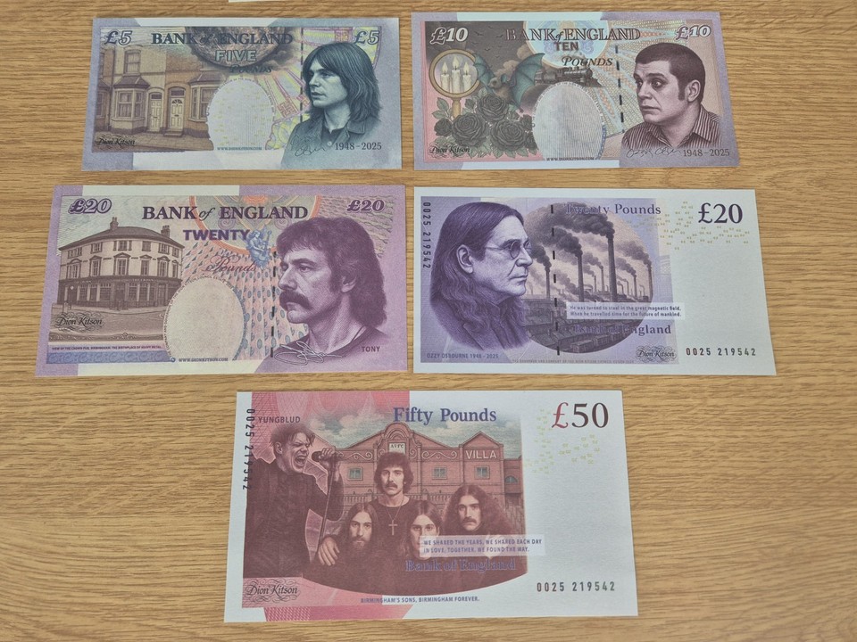 Dion Kitson Ozzy Osbourne Tribute Banknotes - Complete Set Only 1,000