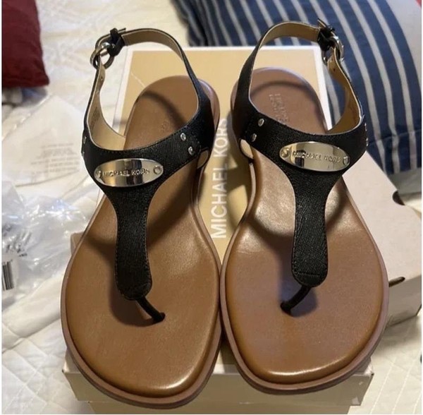 Women Michael Kors Sandals Black Leather 6.5