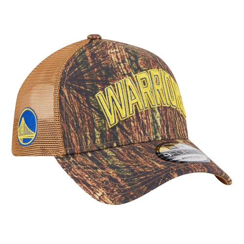 Men's-New Era Camo Golden State Warriors Victory Grove Forest A-Frame Trucker - Picture 1 of 6