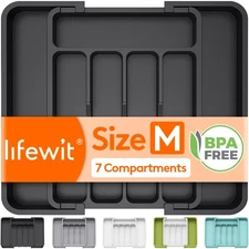 Lifewit Silverware Drawer Organizer, Expandable BPA Free Utensil Tray