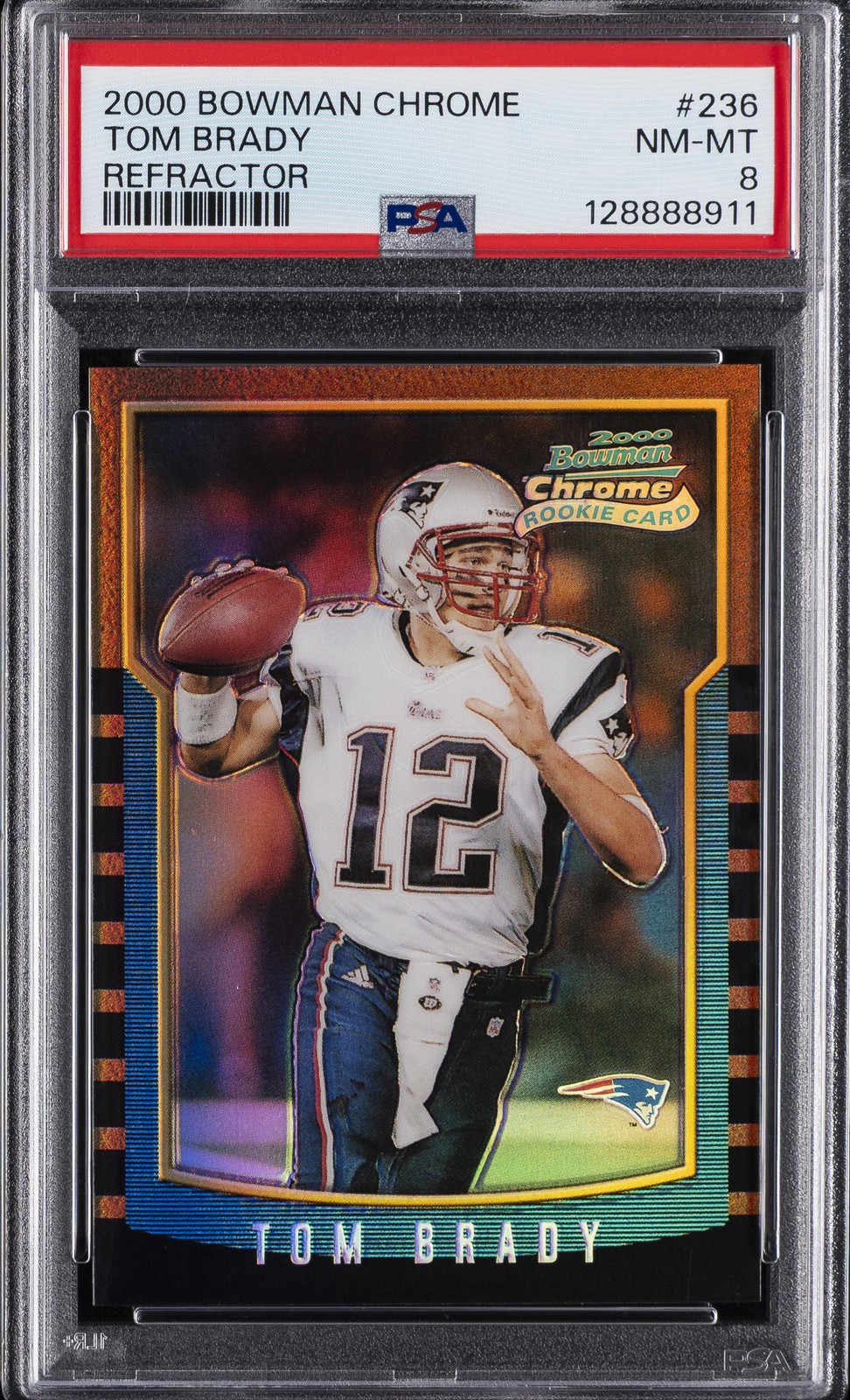 2000 BOWMAN CHROME REFRACTOR #236 TOM BRADY ROOKIE RC PSA 8