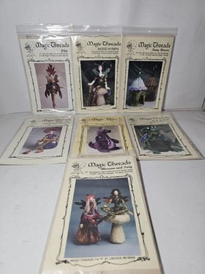 Julie McCullough Magic Threads Doll Pattern Lot of 7 Flit Dragon Zoey Nymph VTG