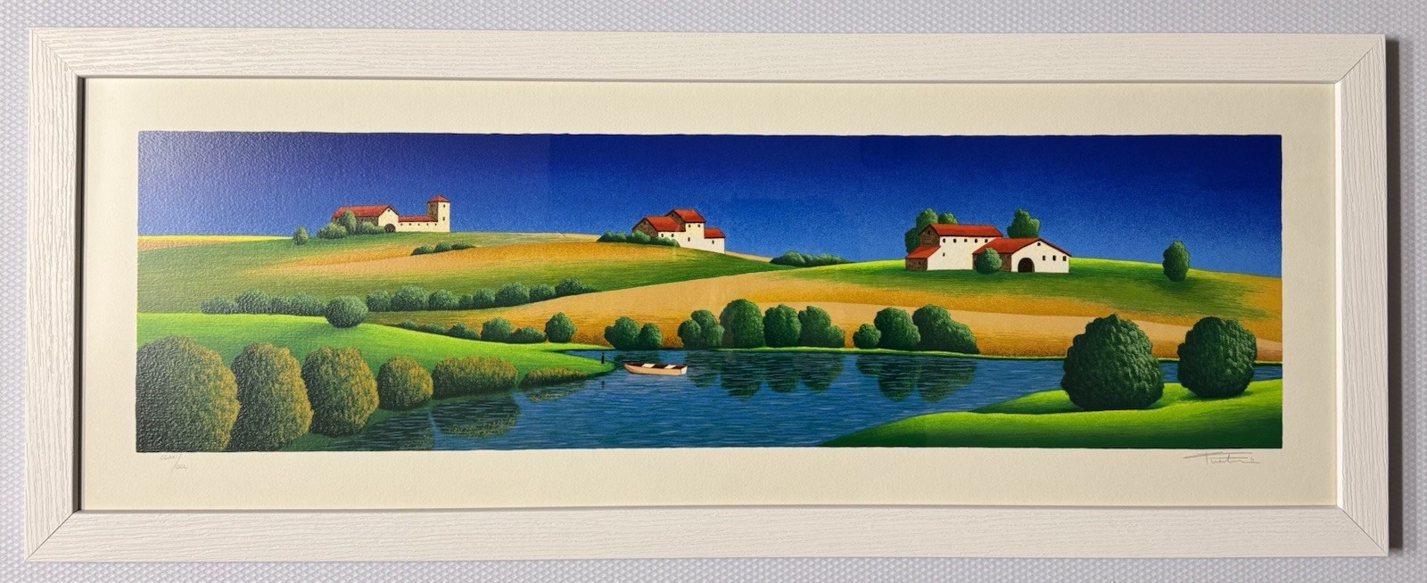Quadro serigrafia Arturo Fiorentini 35x100cm la barca tra le dune, in cornice