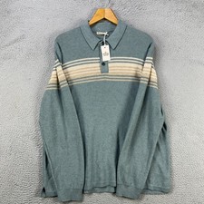 Marine Layer Merino Wool Blend Sweater Polo Men XL Green Knit Long Sleeve NEW