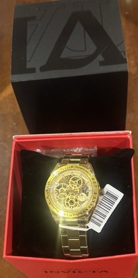 Invicta Objet D Art Automatic Men's Gold Skeleton Dial Stainless Steel 43mm