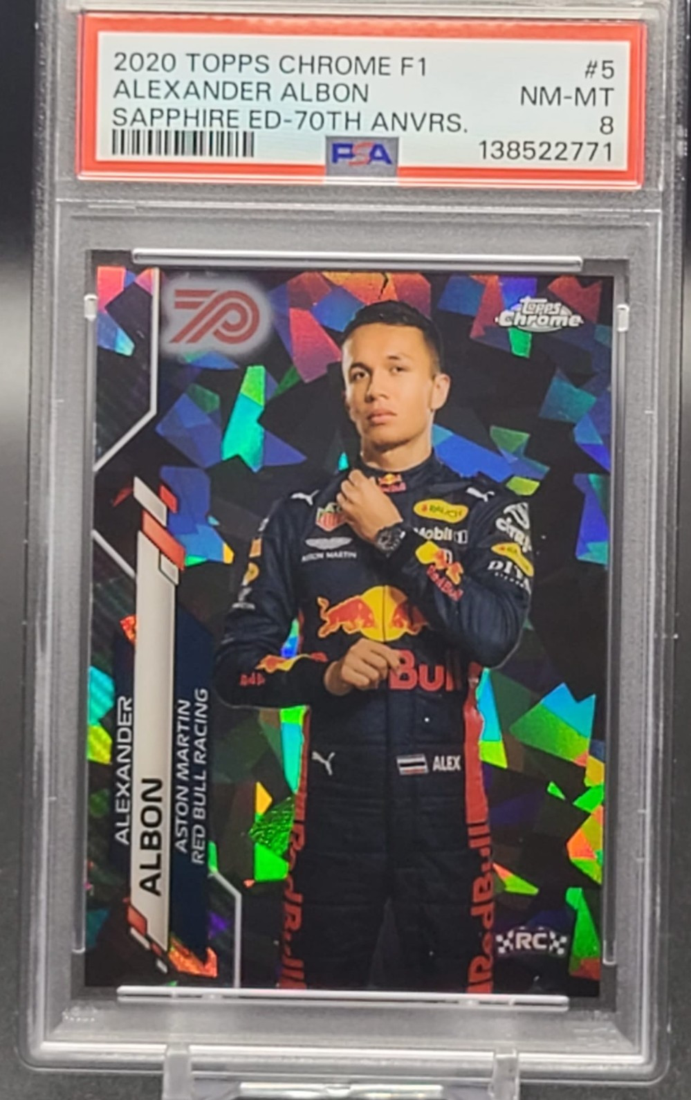 2020 Topps Chrome Sapphire F1 #5 Alex Albon RC Rookie 70th /70 PSA 8 Formula 1