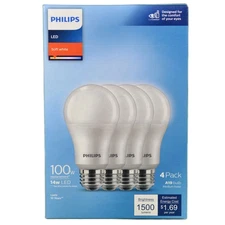 Philips LED 100W Equiv. 14W Actual A19 Soft White (2700K) 1500 Lum. Non-Dimmable