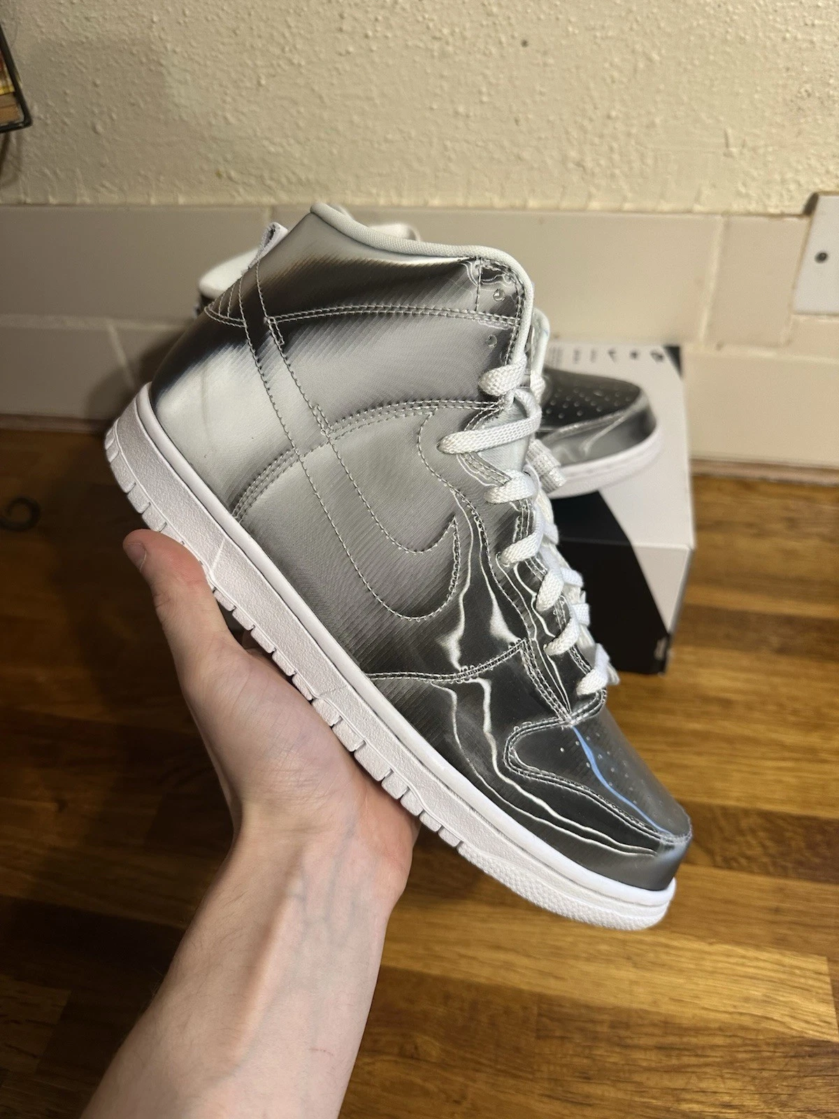 Scarpe da ginnastica Nike Dunk HI C multicolore bianco argento taglia UK 8 5 DH4444 900