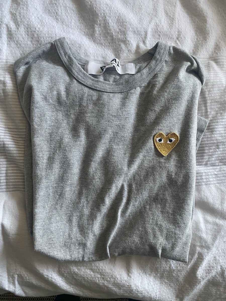 COMME DES GARCONS CDG PLAY Yellow HEART EYE LOGO T-SHIRT SIZE
