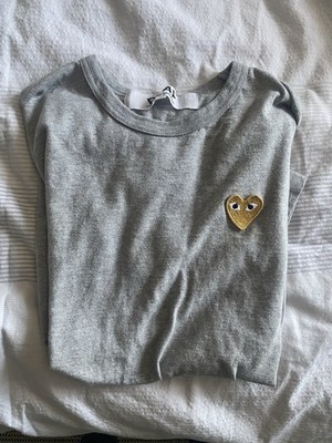 COMME DES GARCONS CDG PLAY Yellow HEART EYE LOGO T-SHIRT SIZE
