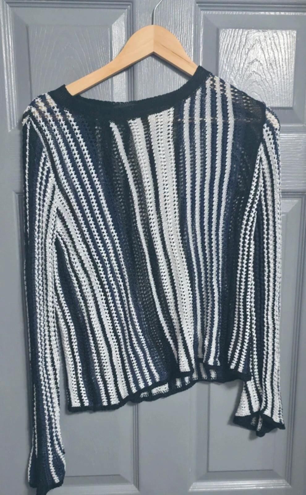 Next navy and white crochet stripe jumper - Size 12 image 2